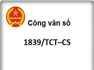 Công văn Số 1839_TCT-CS về hóa đơn